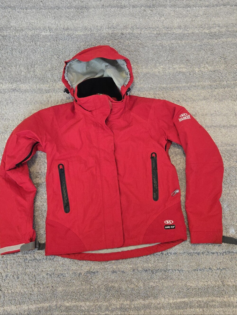 Marker GORE-TEX Ski Jacket Womens 6 Red Hooded Waterproof Winter Snowboard Coat